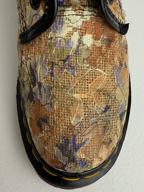 Vintage Dr. Martens England Burlap Floral Lace Fabric Tall Boho MIE Boots UK 5 - Picture 8 of 16